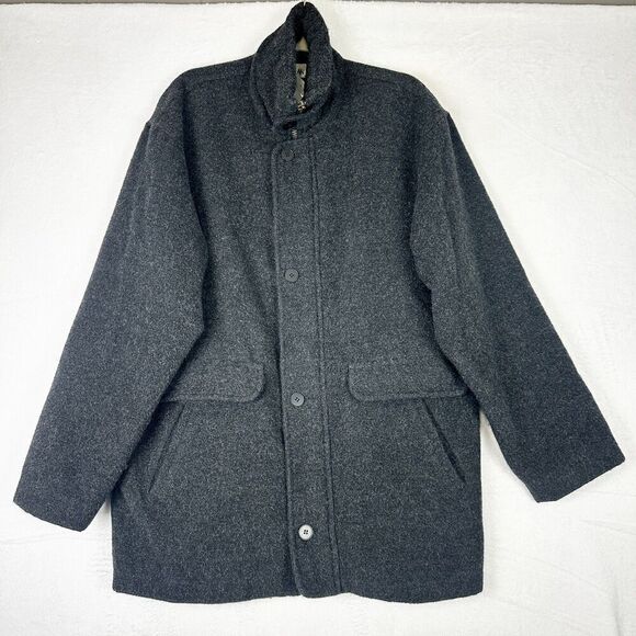 Andean Alpaca Wool Coat Size Medium Longline Full Zip Button Lined Peru Heavy - Picture 1 of 6